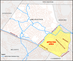 map of potentially affected area