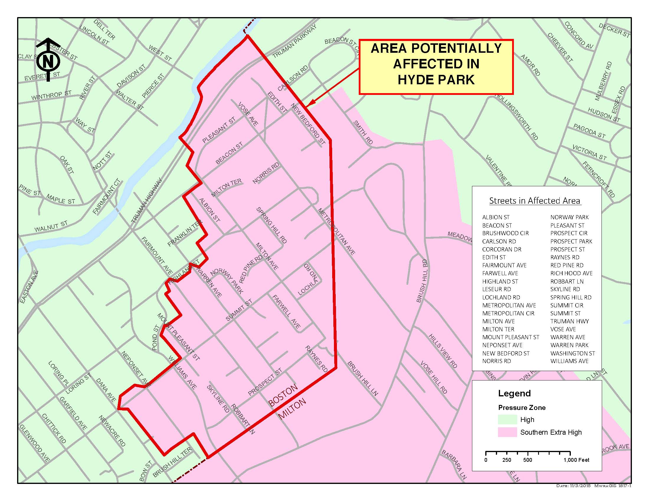 map of affected areas in Hyde Park