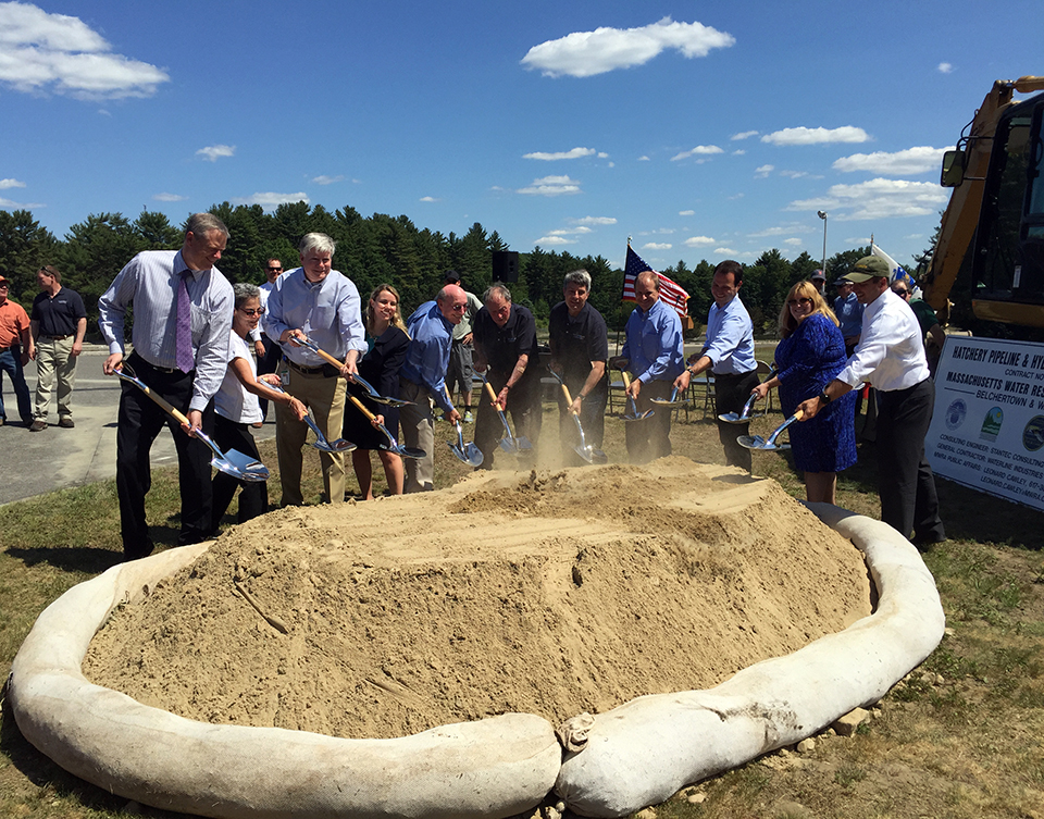 Governor Charlie Baker at Hydropower Turbine at Fish Hatchery Groundbreaking