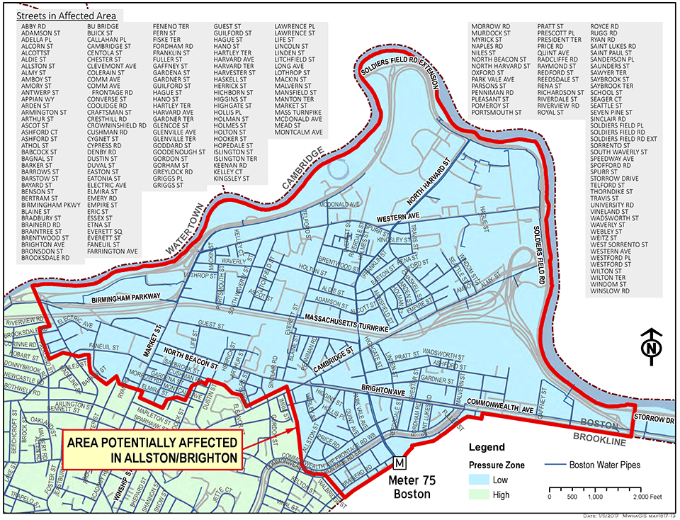 Location of potential water discoloration Alston/Brighton