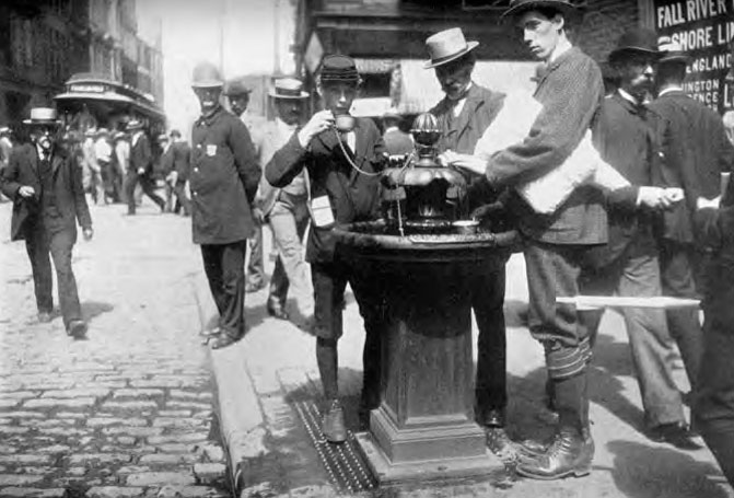 The drinking cup – a common practice in public fountains of the late 1800’s and the source of much waterborne disease transmission