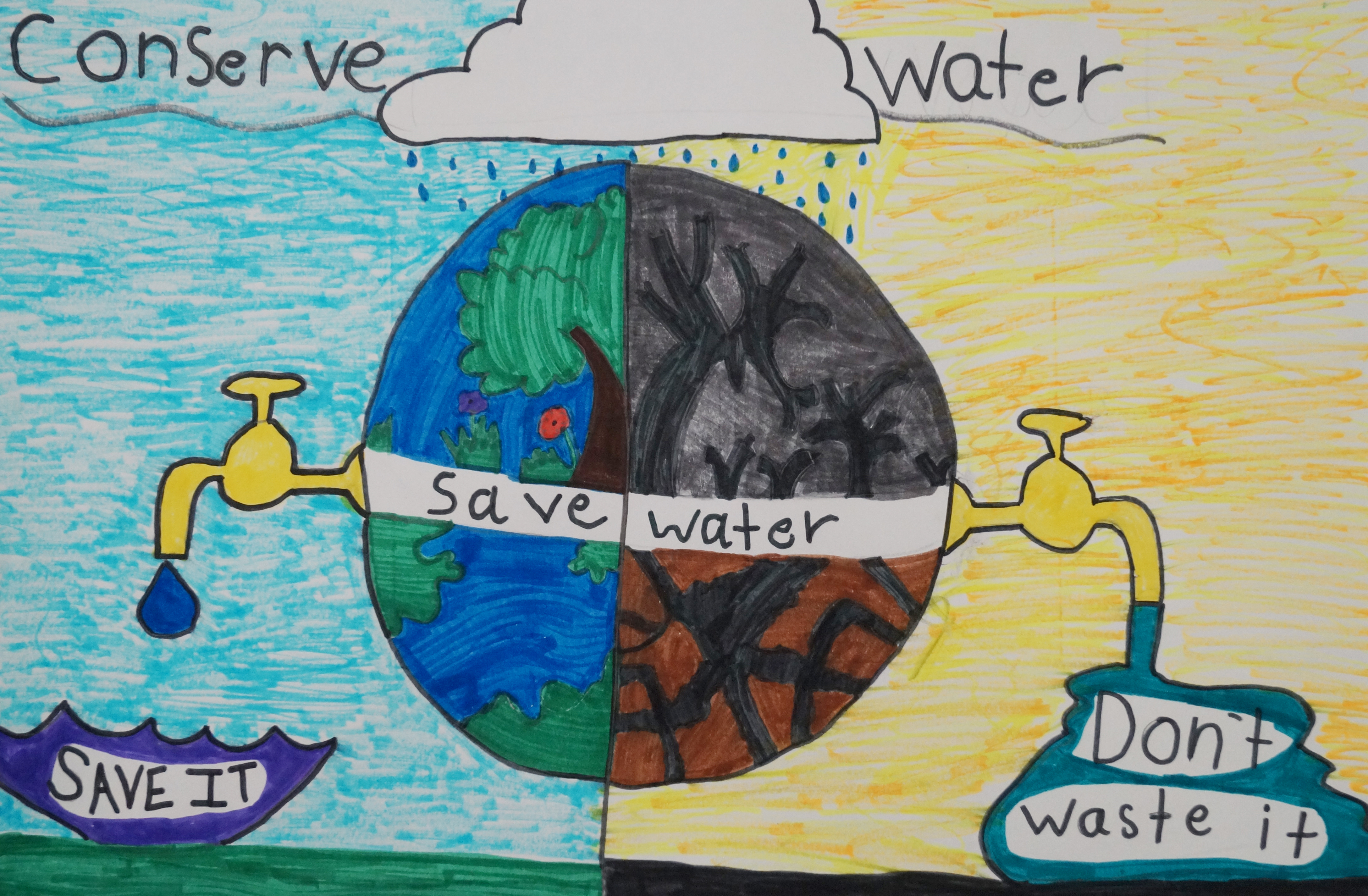 Save Water Poster for Kids
