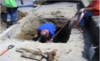 Image of construction in trench