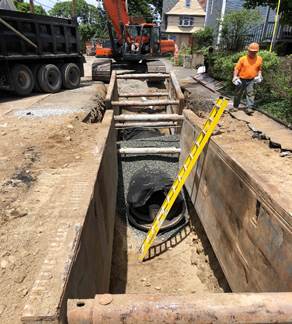 48-inch water main and local water main installation on Wright Street