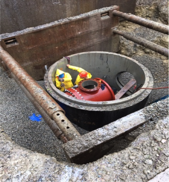 Air Valve manhole installation on West Roxbury Parkway