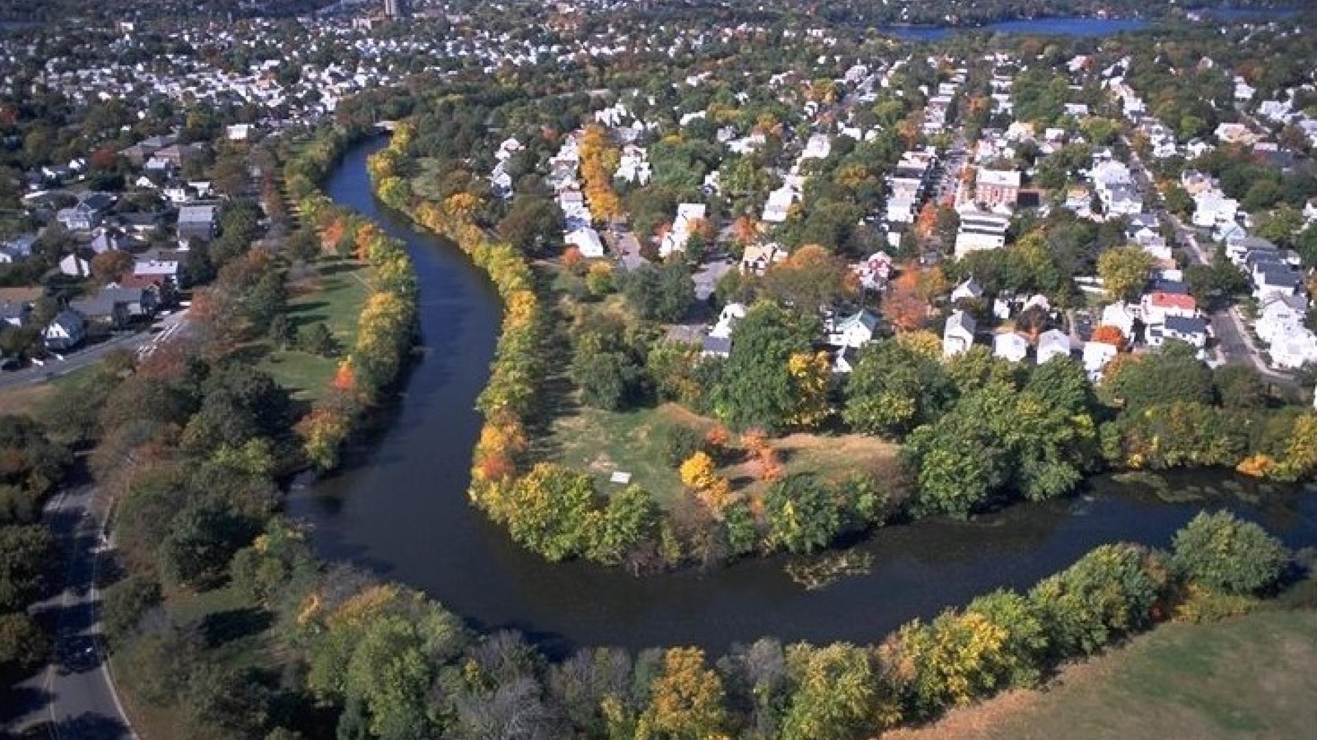 Aerial view of Mystic River