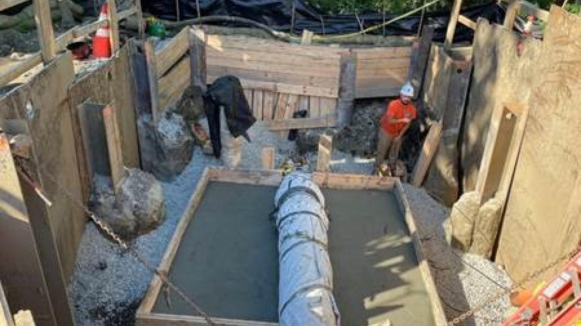 Leak repair at Charles River Crossing (Watertown)