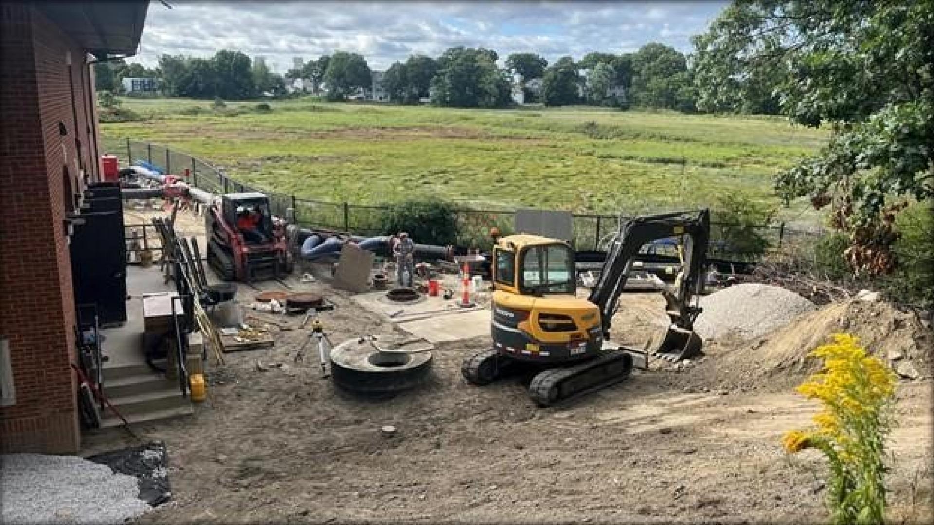 Rear of pump station, rough grading