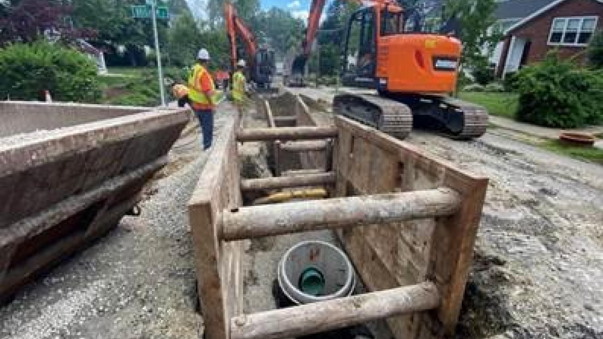 Installing 18-inch PVC Watertown Drain on Russell Street