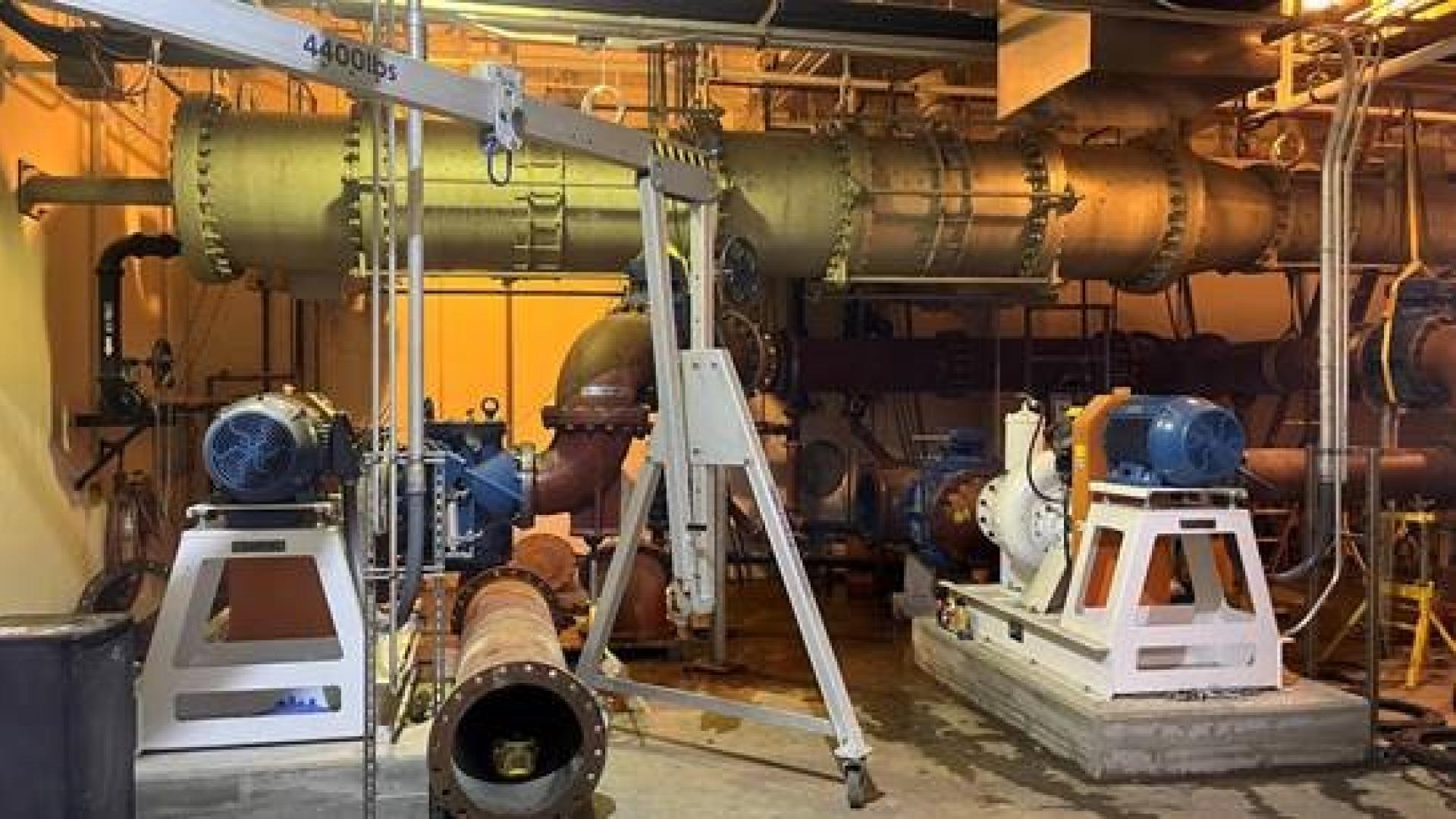 Jockey pumps and piping that will be handling dry weather flows