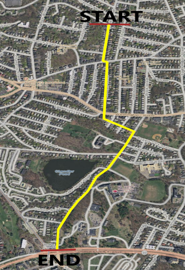 A map of the portions of Boston streets that will have water main work happening