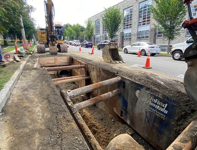 The inside of an access pit to a water main. 