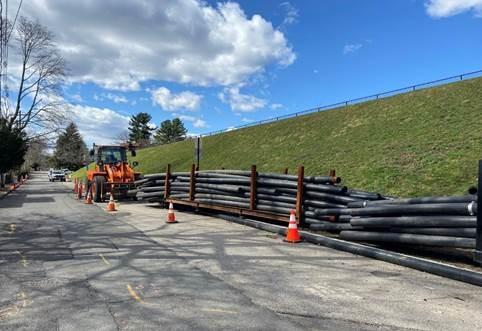Bypass pumping being set up on Ward Street in Newton