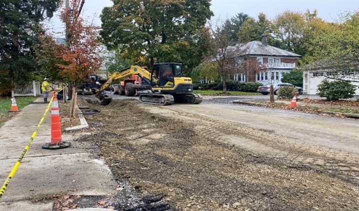 Ward Street in Newton, 20-inch water main complete