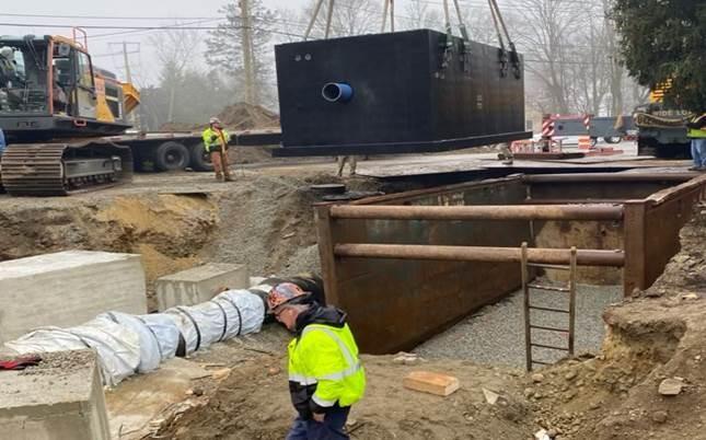 New meter vault set in place