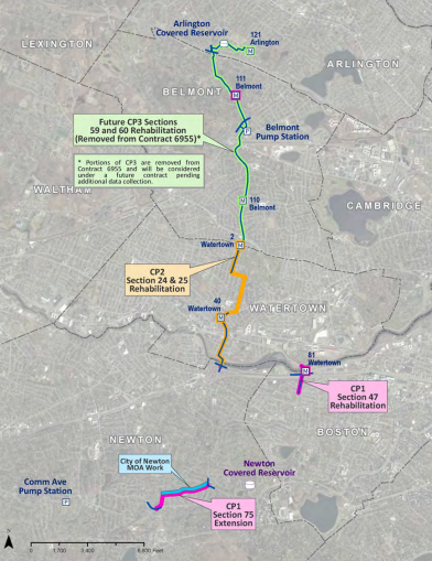 map outlining work to be done and current status