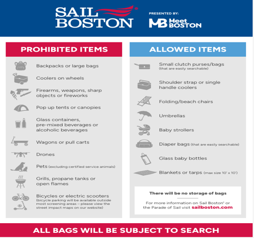 Sail Boston 2026 Prohibited Items